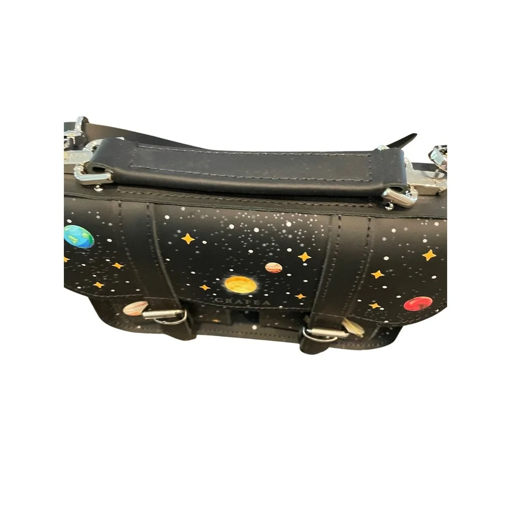 Grafea Micro Planet Leather Satchel Bag NWOT Celestial Space Made in England - Picture 3 of 8